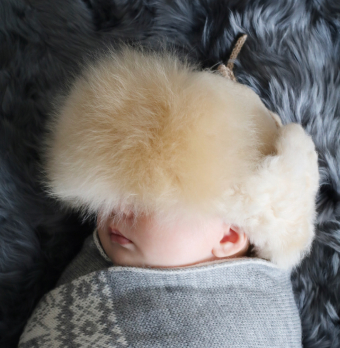 Trapper hat alpaca bont - Champagne - For Your Little Cutie