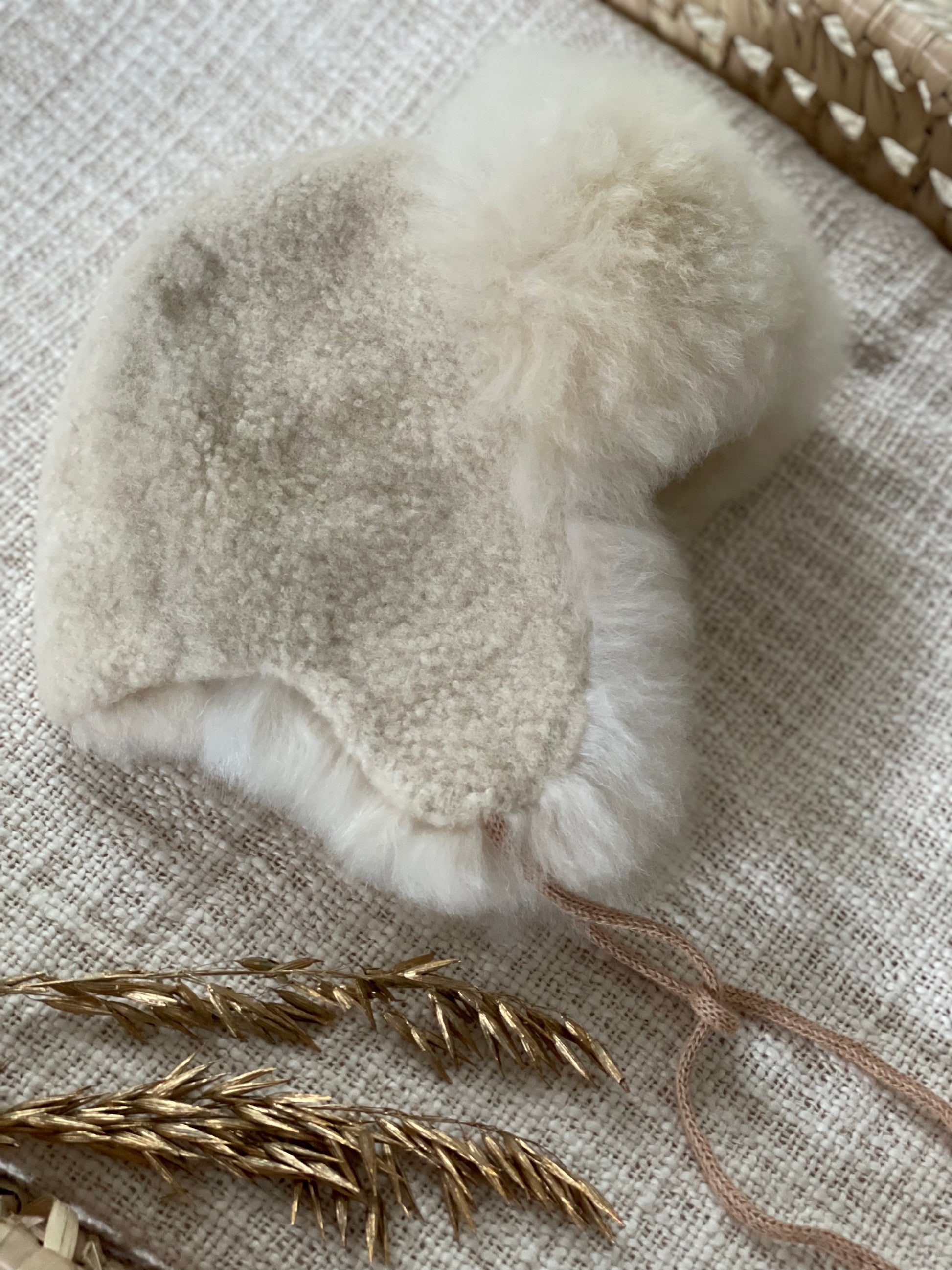 Trapper hat alpaca bont - Champagne - For Your Little Cutie
