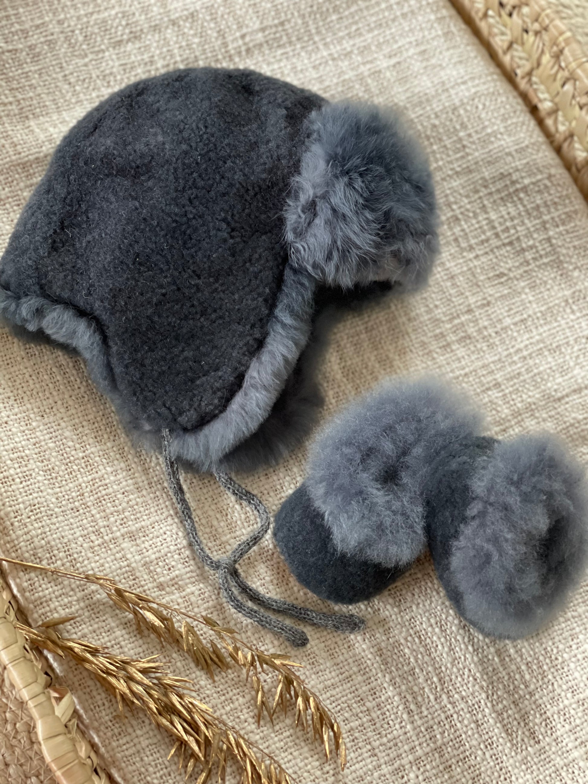 Trapper hat alpaca bont - Staal - For Your Little Cutie